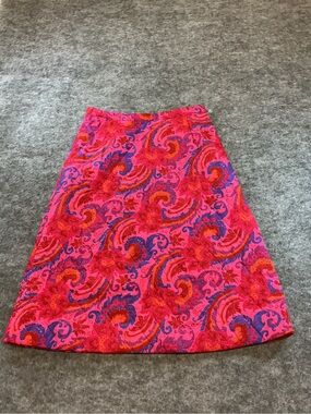 Horses Atelier 60s Psychedelic Quilted Vibrant Pink Paisley A-Line Skirt Size 2